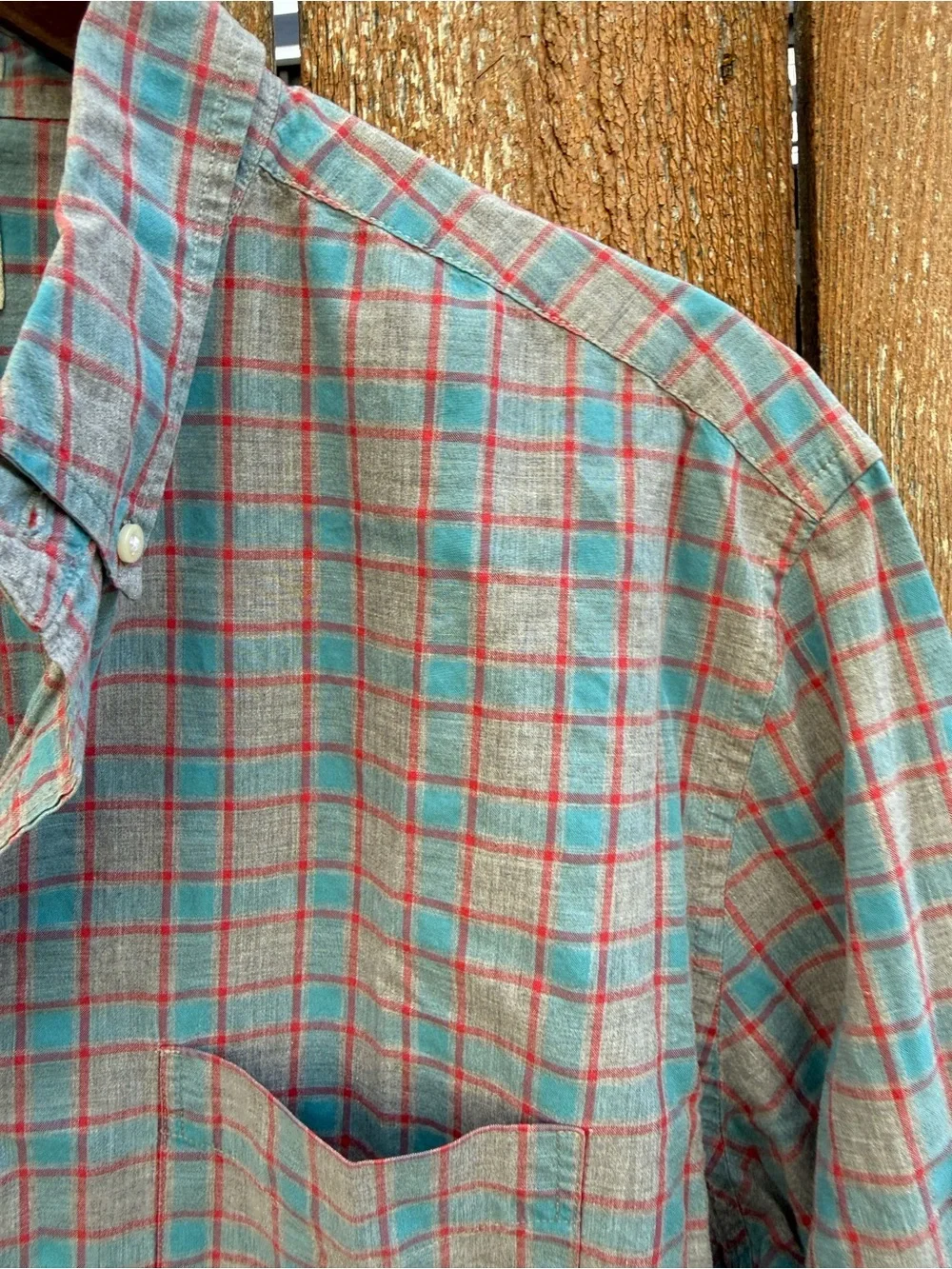 J. Crew Men’s Gray Blue Plaid Classic Long Sleeve Button Down Shirt Size Large